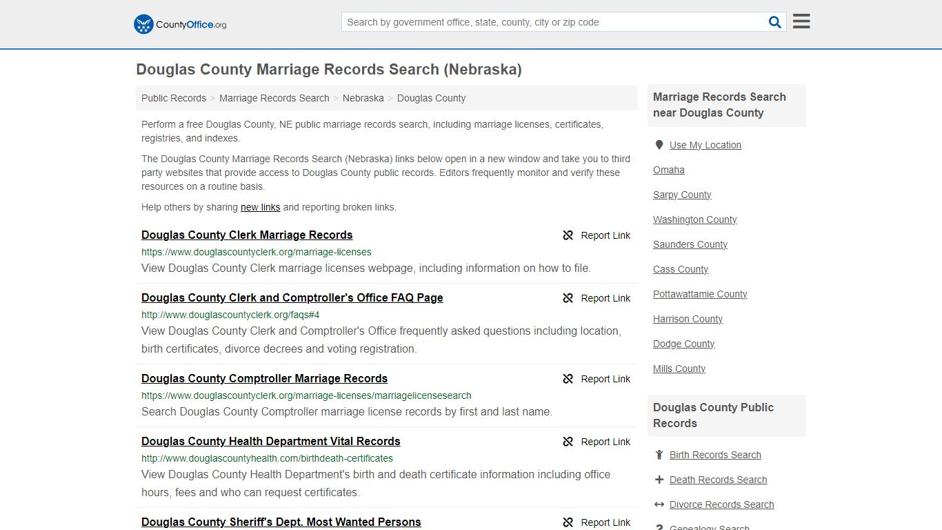 Douglas County Marriage Records Search (Nebraska) - County Office